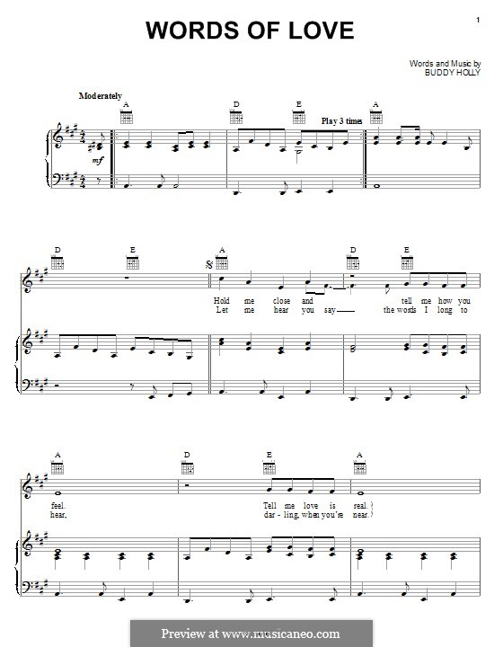 Words of Love: Для голоса и фортепиано (или гитары) by Buddy Holly