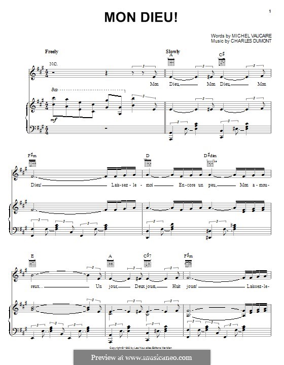 Mon Dieu! (Edith Piaf): Для голоса и фортепиано (или гитары) by Charles Dumont