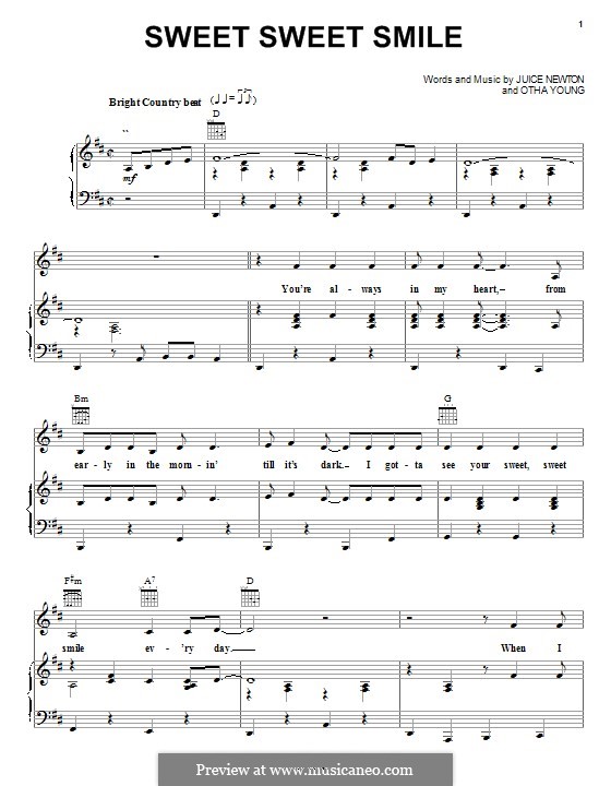 Sweet Sweet Smile (Carpenters): Для голоса и фортепиано (или гитары) by Juice Newton, Otha Young