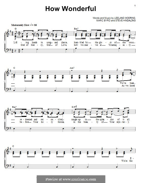 How Wonderful (Leeland): Для голоса и фортепиано (или гитары) by Leeland Mooring, Marc Byrd, Steve Hindalong