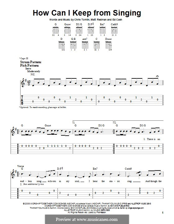How Can I Keep from Singing: Гитарная табулатура by Chris Tomlin, Ed Cash, Matt Redman