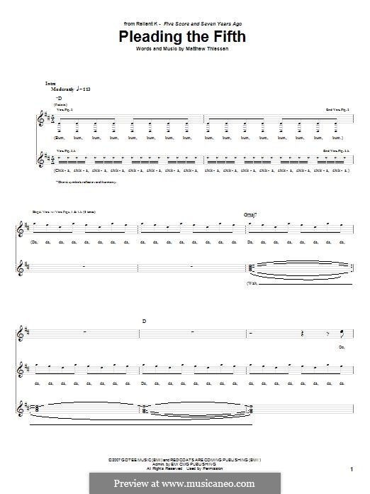 Pleading the Fifth (Relient K): Гитарная табулатура by Matt Thiessen