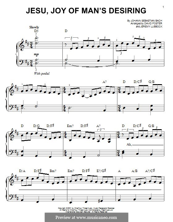 Jesu, Joy of Man's Desiring, for Piano: Для одного исполнителя by Иоганн Себастьян Бах