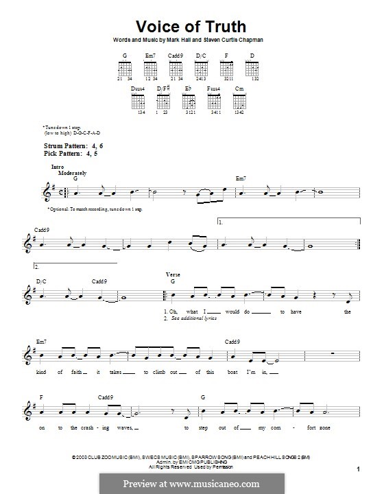 Voice of Truth (Casting Crowns): Гитарная табулатура by Mark Hall, Steven Curtis Chapman