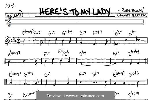 Here's to My Lady: For any instrument by Johnny Mercer