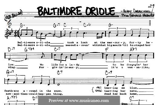 Baltimore Oriole: For any instrument by Hoagy Carmichael, Paul Francis Webster