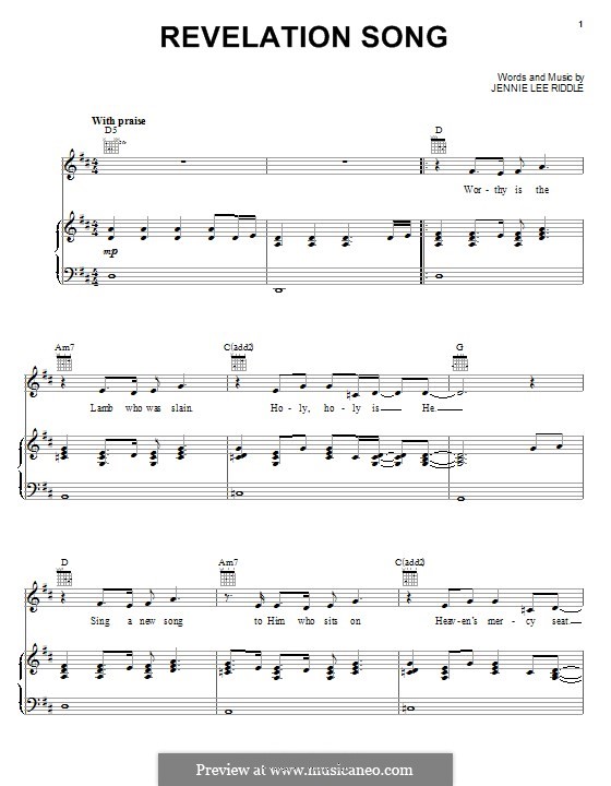 Revelation Song (Passion): Для голоса и фортепиано (или гитары) by Jennie Lee Riddle
