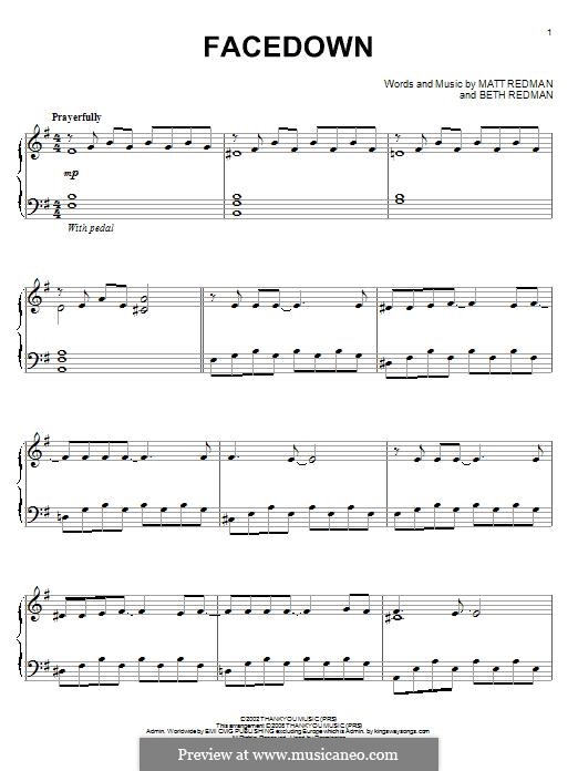Facedown: Для фортепиано by Matt Redman, Beth Redman