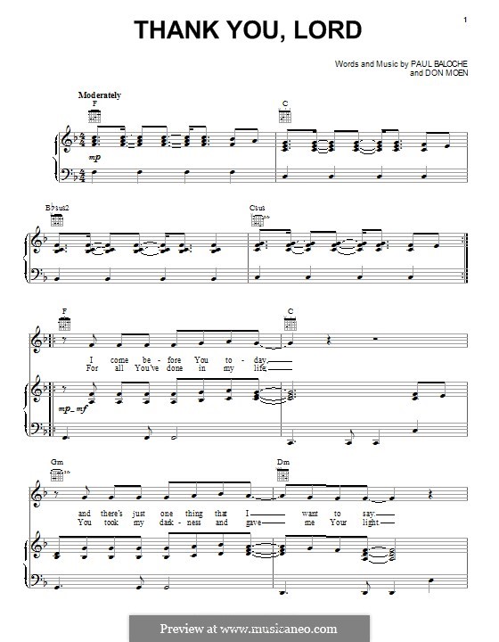 Thank You, Lord: Для голоса и фортепиано (или гитары) by Paul Baloche, Don Moen