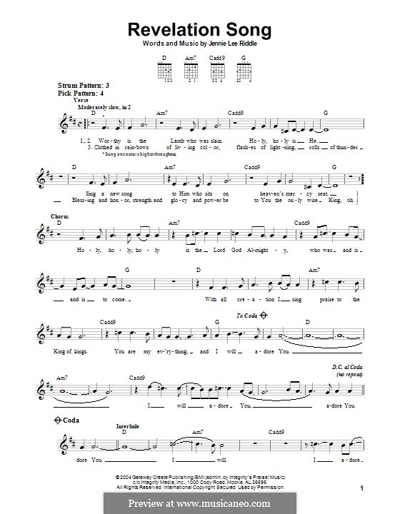 Revelation Song (Passion): Гитарная табулатура by Jennie Lee Riddle