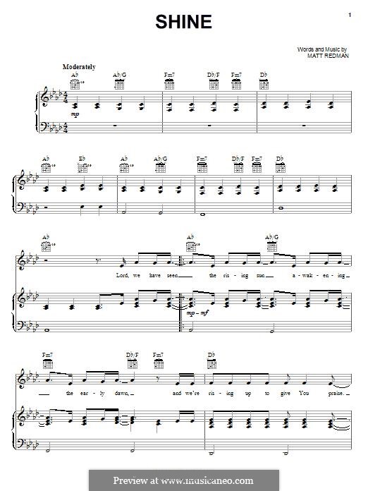 Shine: Для голоса и фортепиано (или гитары) by Matt Redman