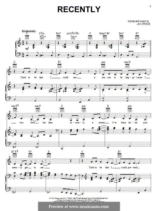Recently: Для голоса и фортепиано (или гитары) by Jim Croce