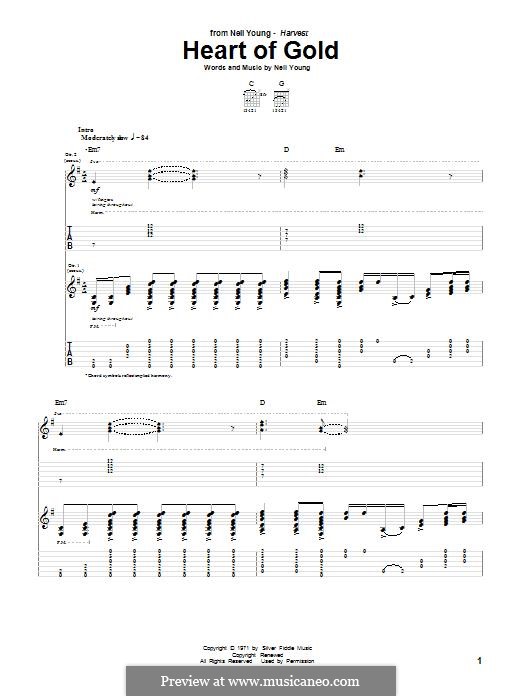 Heart of Gold: Гитарная табулатура by Neil Young