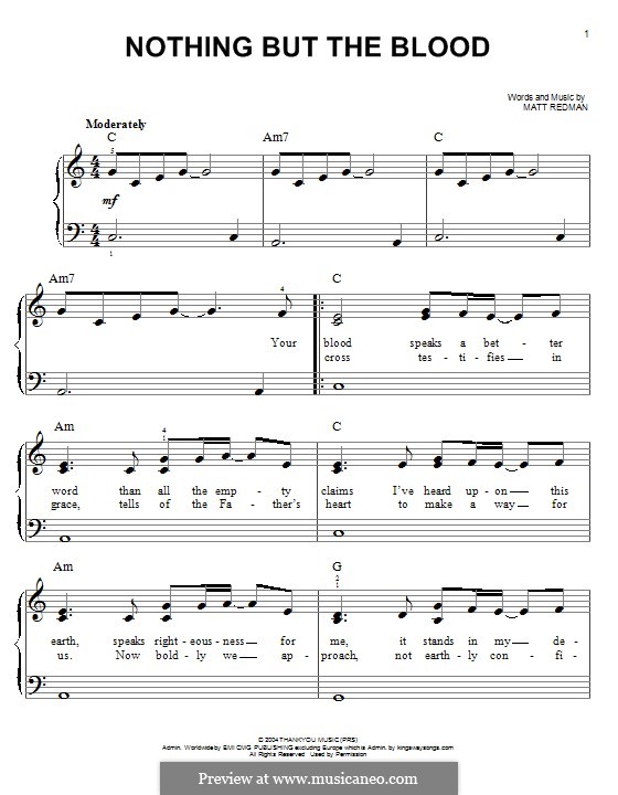 Nothing But the Blood: Для фортепиано by Matt Redman