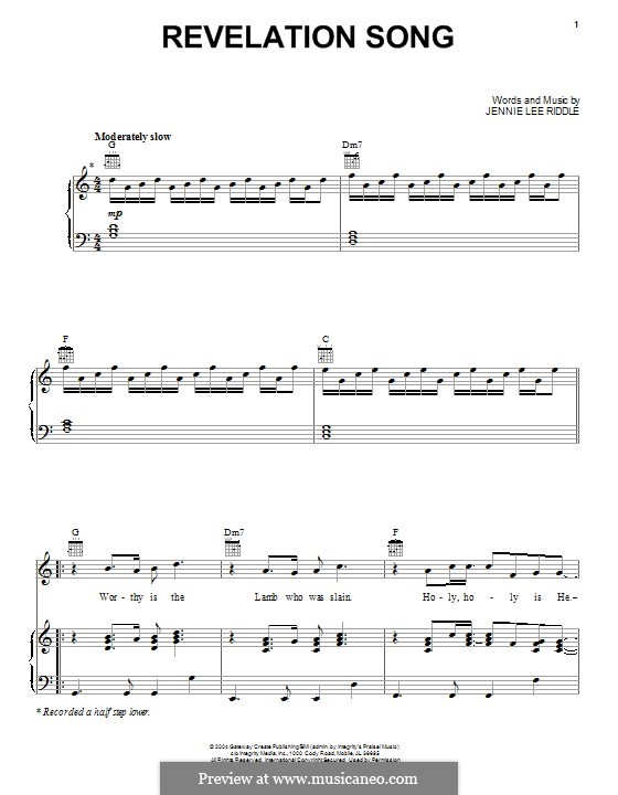 Revelation Song (Passion): Для голоса и фортепиано (или гитары) by Jennie Lee Riddle