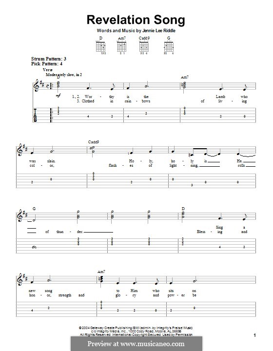 Revelation Song (Passion): Гитарная табулатура by Jennie Lee Riddle