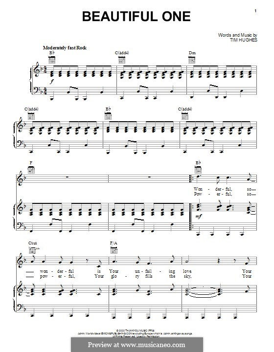 Beautiful One: Для голоса и фортепиано (или гитары) by Tim Hughes