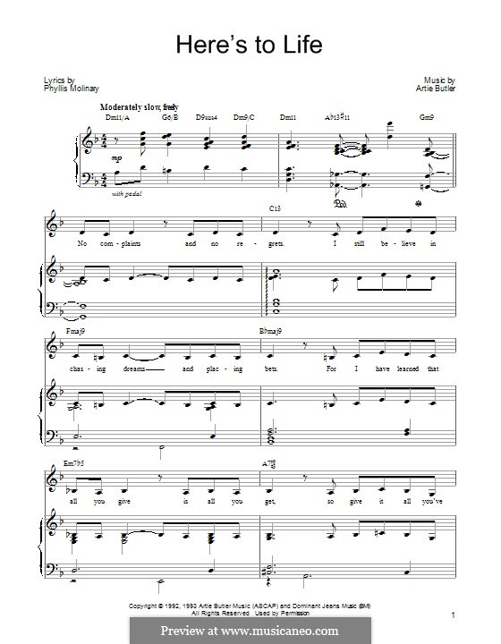 Here's to Life: Для голоса и фортепиано или гитары (Barbra Streisand) by Artie Butler