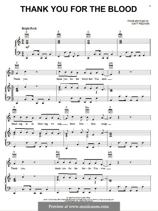 Thank You for the Blood: Для голоса и фортепиано (или гитары) by Matt Redman