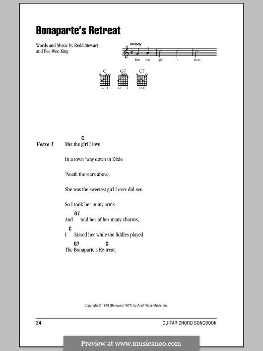 Bonaparte's Retreat: Текст, аккорды by Pee Wee King, Redd Stewart