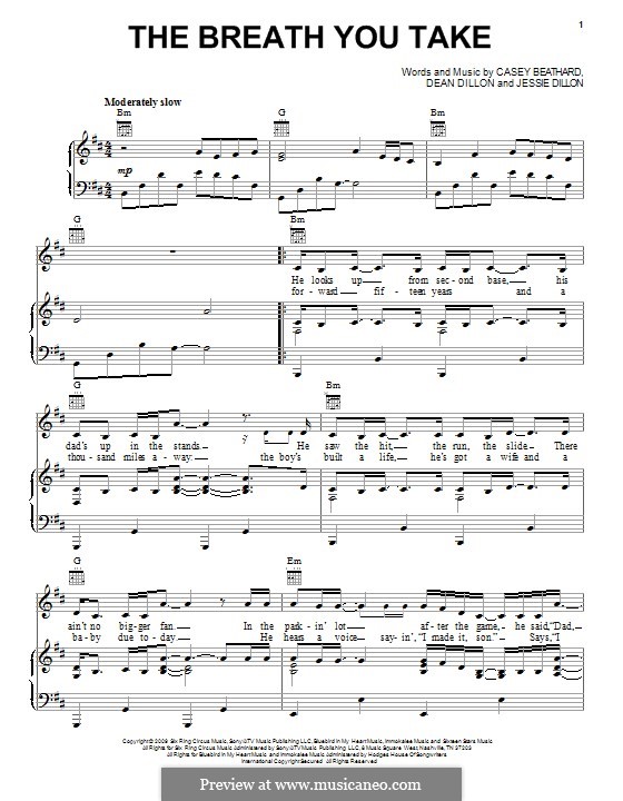 The Breath You Take (George Strait): Для голоса и фортепиано (или гитары) by Casey Beathard, Dean Dillon, Jessie Dillon