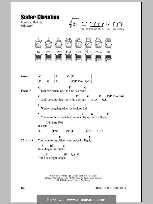 Sister Christian: Текст, аккорды by Kelly Keagy