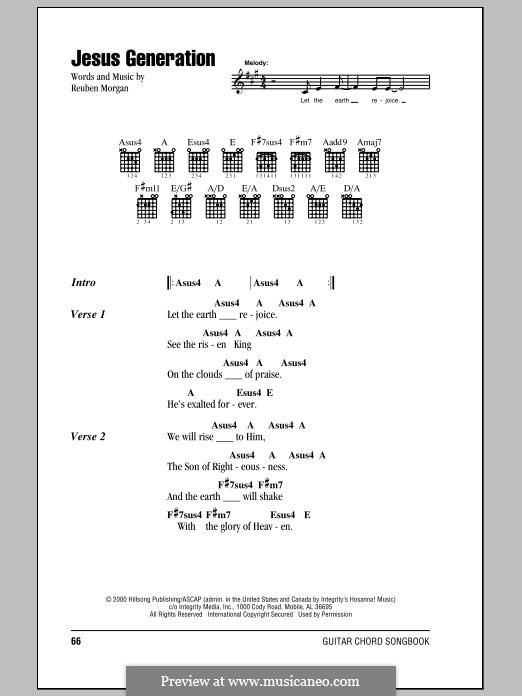 Jesus Generation (Hillsong United): Текст, аккорды by Reuben Morgan