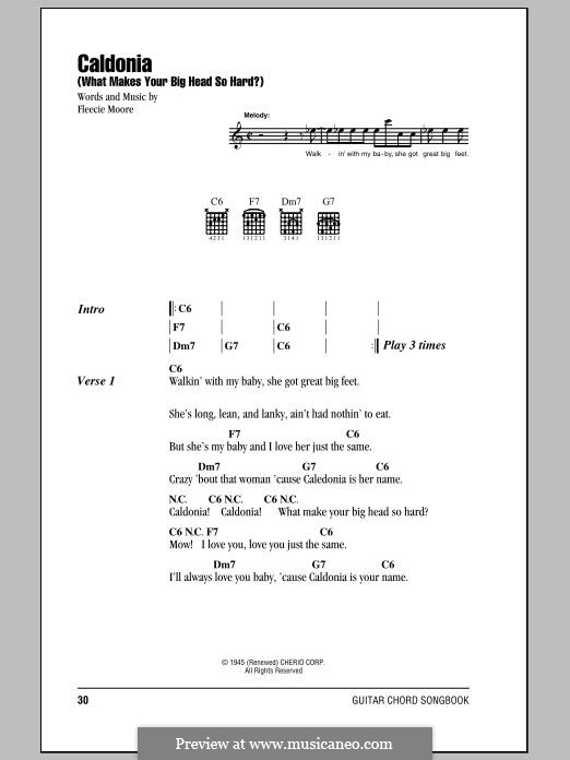 Caldonia (What Makes Your Big Head So Hard?): Текст, аккорды by Fleecie Moore