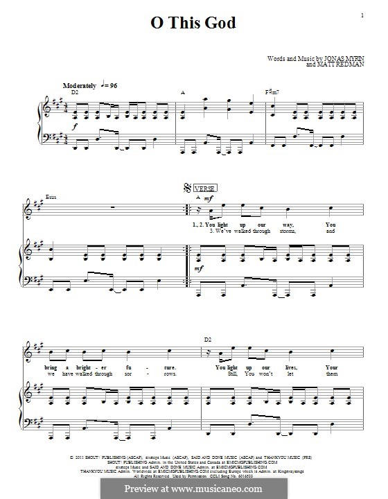 O This God: Для голоса и фортепиано (или гитары) by Jonas Myrin, Matt Redman