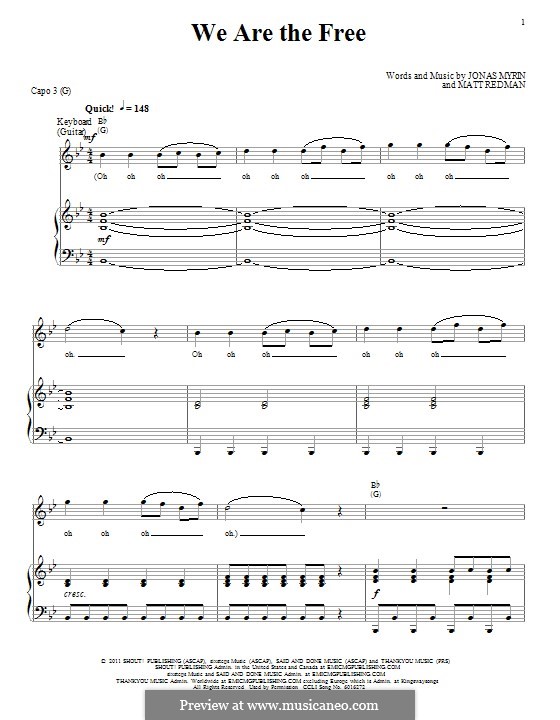 We are the Free: Для голоса и фортепиано (или гитары) by Jonas Myrin, Matt Redman