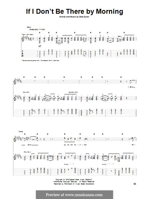 If I don't Be There By Morning: Гитарная табулатура by Bob Dylan