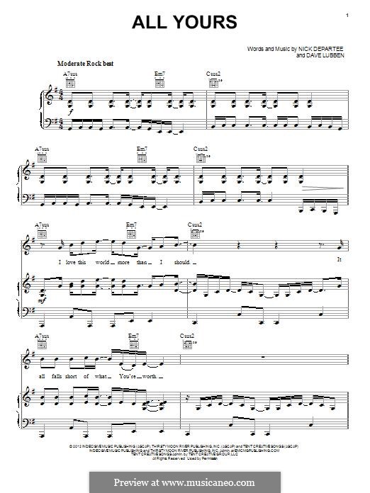 All Yours (Kutless): Для голоса и фортепиано (или гитары) by Dave Lubben, Nick Departee
