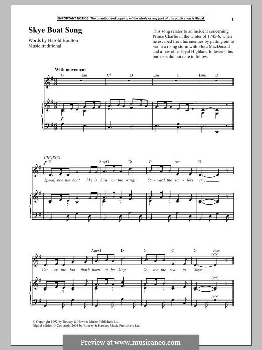 Skye Boat Song: Для голоса и фортепиано by folklore