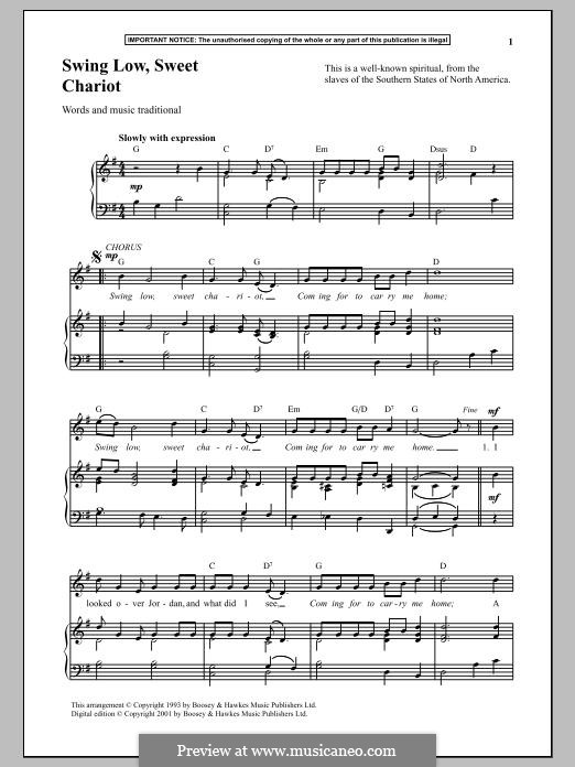 Swing Low, Sweet Chariot: Для голоса и фортепиано by folklore