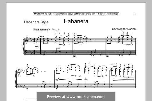 Habanera: Для фортепиано by Christopher Norton