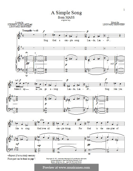 A Simple Song (from Mass): Для голоса и фортепиано by Леонард Бернстайн