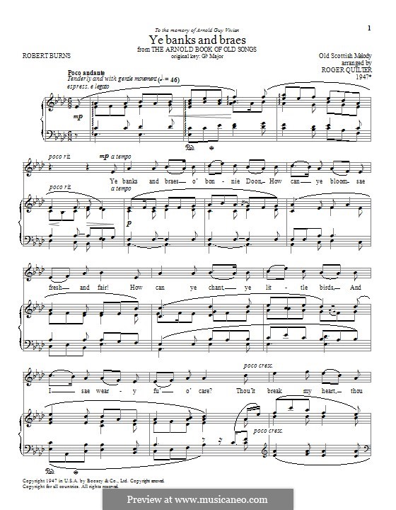 Ye Banks and Braes: Для голоса и фортепиано by folklore