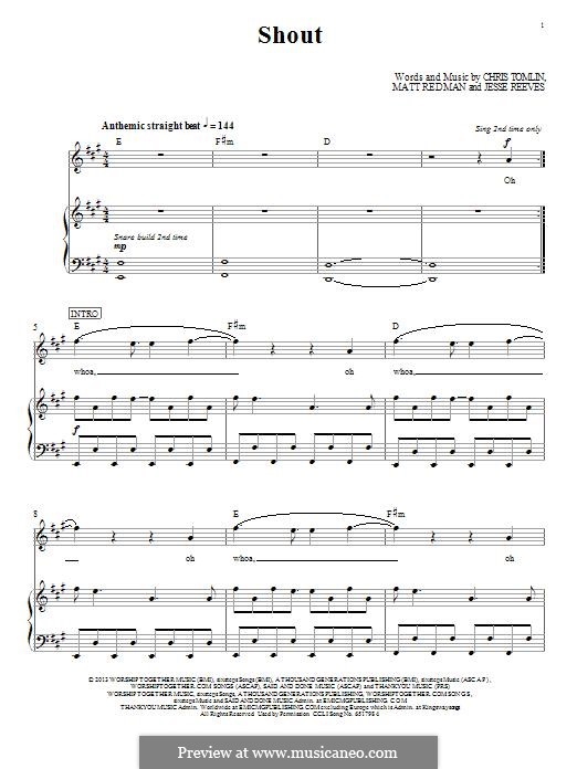 Shout (Passion): Для голоса и фортепиано (или гитары) by Chris Tomlin, Jesse Reeves, Matt Redman