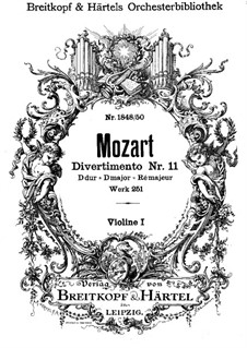 Дивертисмент No.11 ре мажор, K.251: Партия I скрипок by Вольфганг Амадей Моцарт