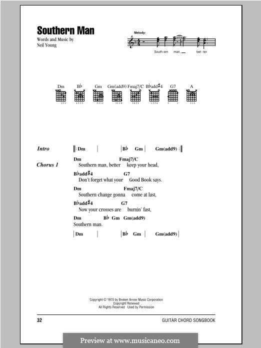 Southern Man: Текст, аккорды by Neil Young