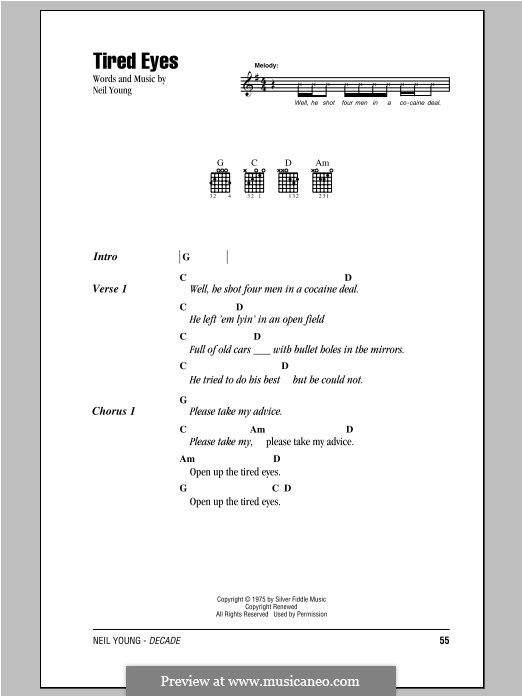 Tired Eyes: Текст, аккорды by Neil Young