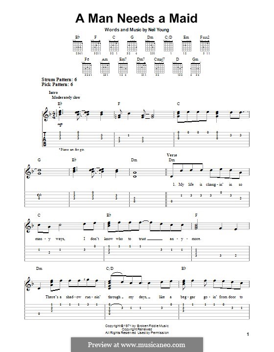 N. Young A Man Needs a Maid ноты на MusicaNeo
