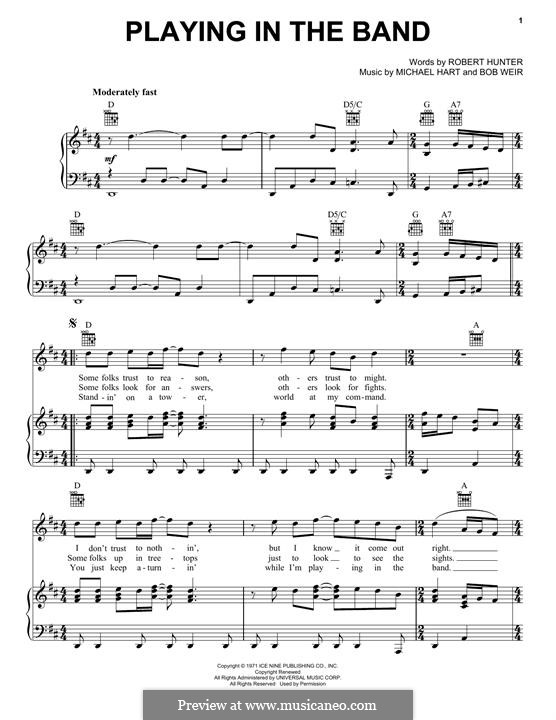Playing in the Band (Grateful Dead): Для голоса и фортепиано (или гитары) by Robert Hunter, Bob Weir, Mickey Hart