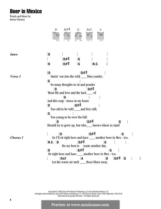 Beer in Mexico: Текст, аккорды by Kenny Chesney
