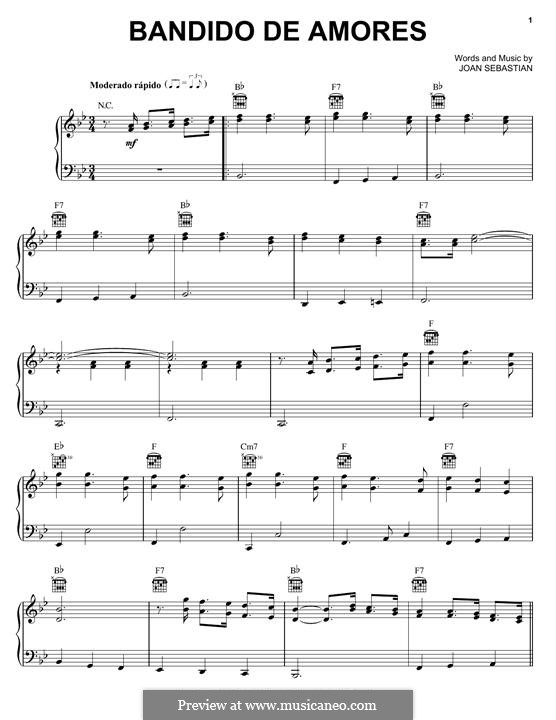 Bandido de Amores: Для голоса и фортепиано (или гитары) by Joan Sebastian