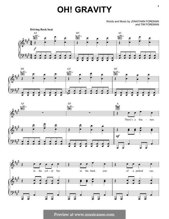 Oh! Gravity (Switchfoot): Для голоса и фортепиано (или гитары) by Jonathan Foreman