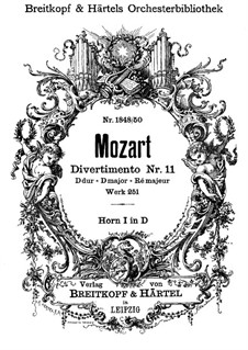 Дивертисмент No.11 ре мажор, K.251: Партия первых валторн by Вольфганг Амадей Моцарт
