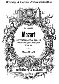 Дивертисмент No.11 ре мажор, K.251: Партия вторых валторн by Вольфганг Амадей Моцарт