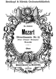 Дивертисмент No.11 ре мажор, K.251: Партия гобоев by Вольфганг Амадей Моцарт
