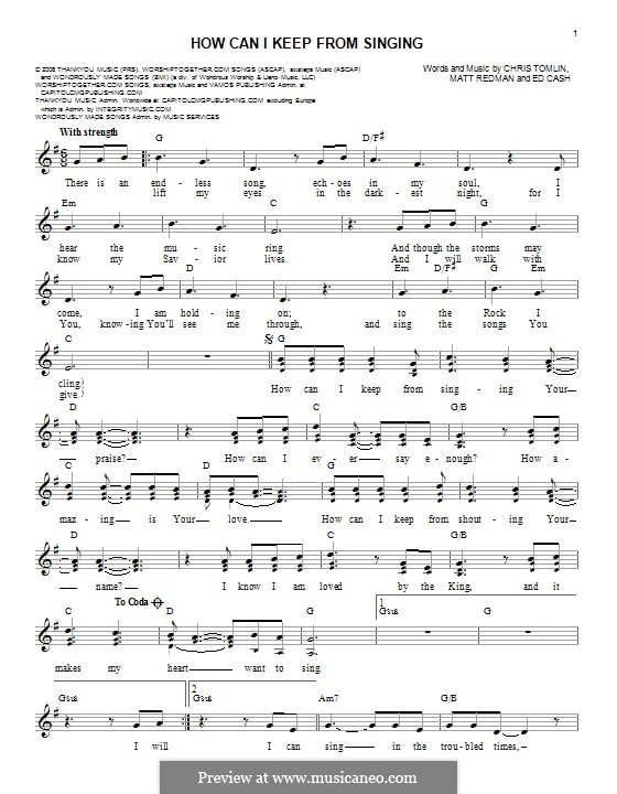 How Can I Keep from Singing: Мелодия by Chris Tomlin, Ed Cash, Matt Redman